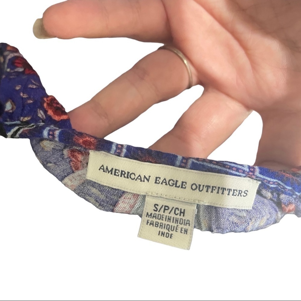 American Eagle Colorful Patchwork Boho Dress W/Ci… - image 6